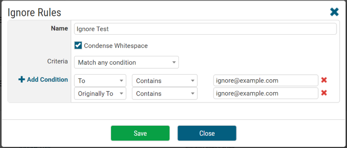 Configure Ignore Rules