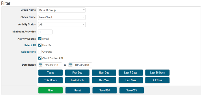 Stats Page Filtering