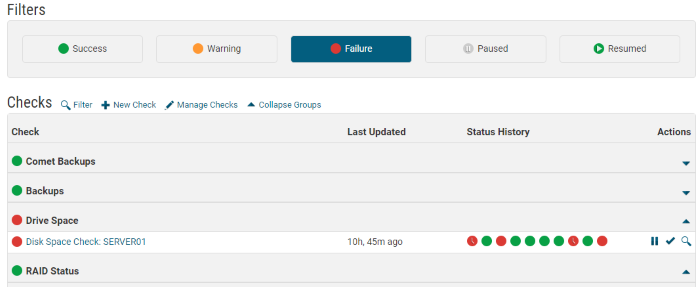 Filtered Collapsible Dashboard Groups