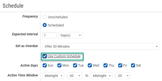 Schedule Fields (with custom schedule)